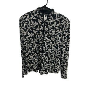 Xscape Joanna Chen Womens Black Silver Floral Two Piece Set Sz Medium